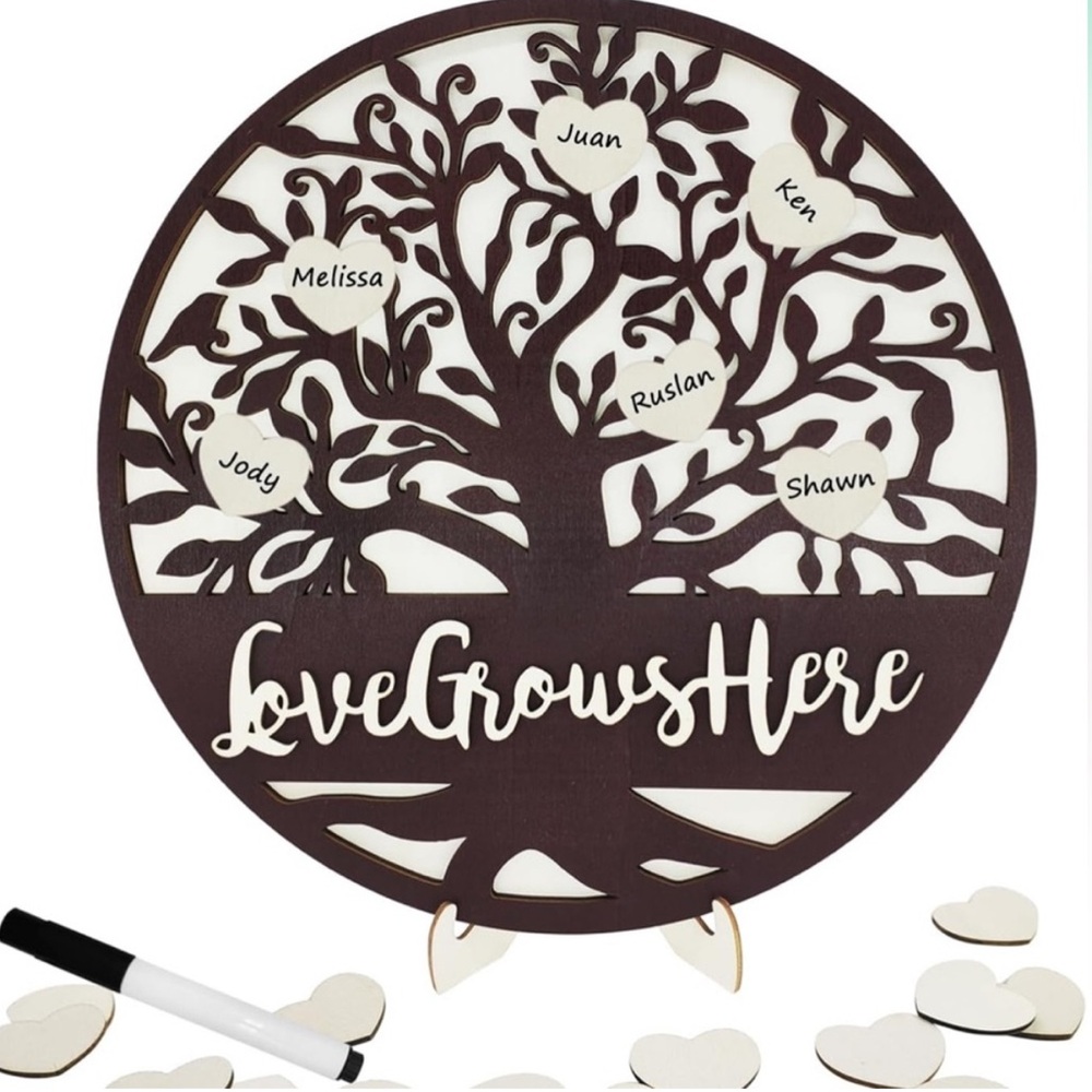 Wooden Love Grows Here Family Tree Sign